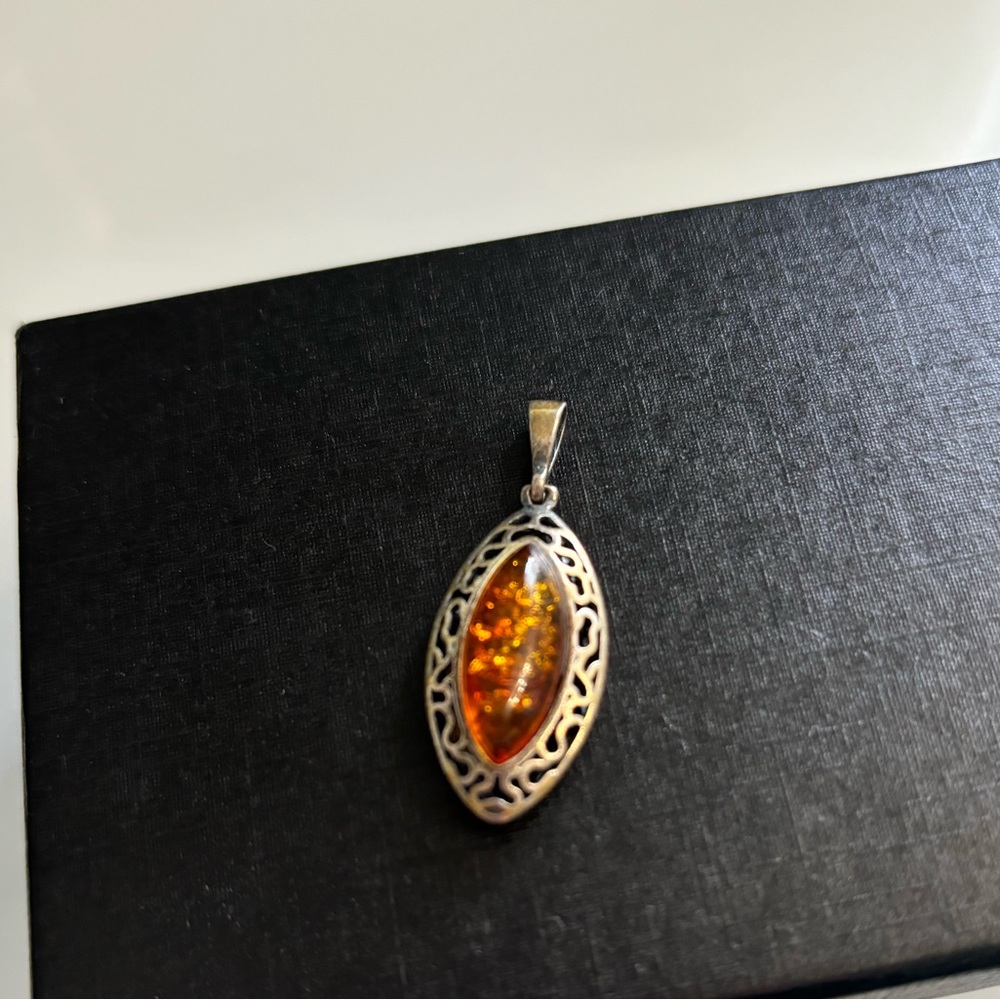 Topaz colored necklace, charm
